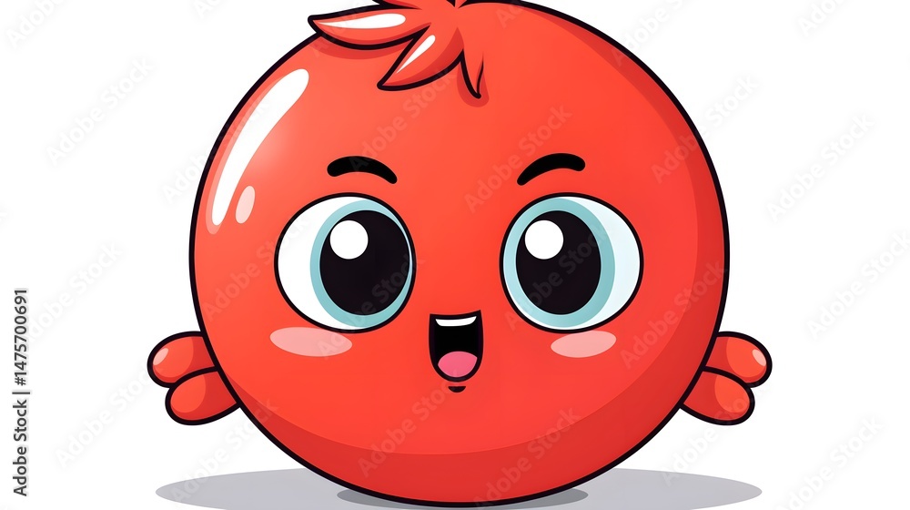 Obraz premium Cute and Thoughtful Tomato Vegetable Cartoon Vector Illustration for Creative Projects