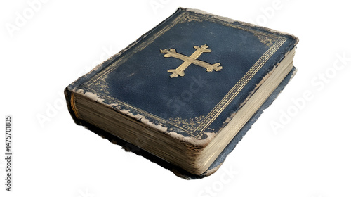 Obraz na płótnie christian bible book with cross isolated on white w salonie