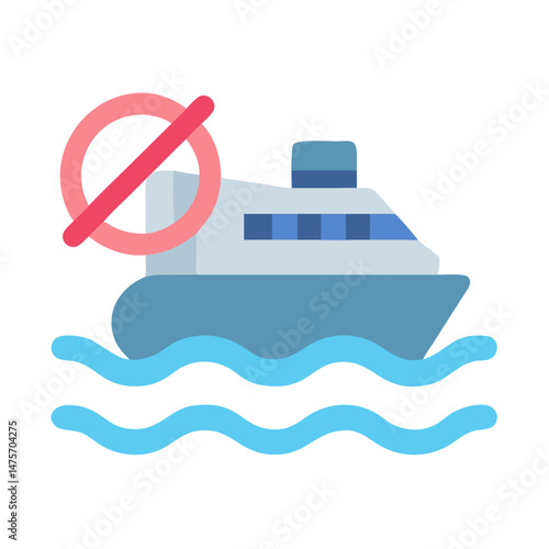 No boat icon depicting ban or restriction on sailing