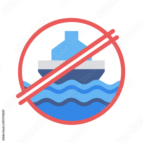 Symbol prohibiting boats watercraft or maritime activity illustration concept