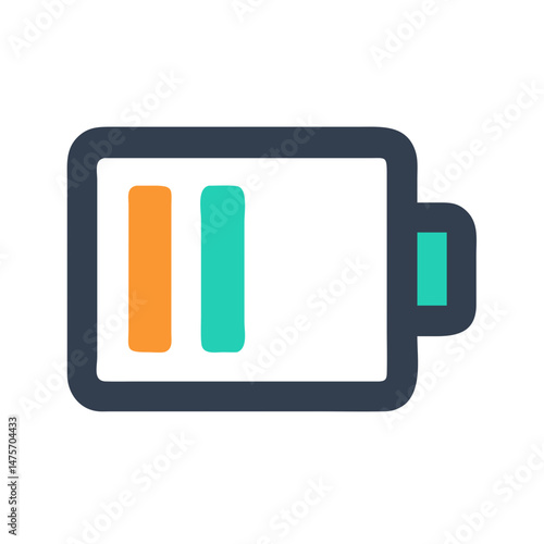 Stylized Battery Icon with Low Charge on Black Background