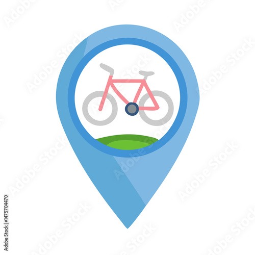 Bike rental station location marker illustration on black background