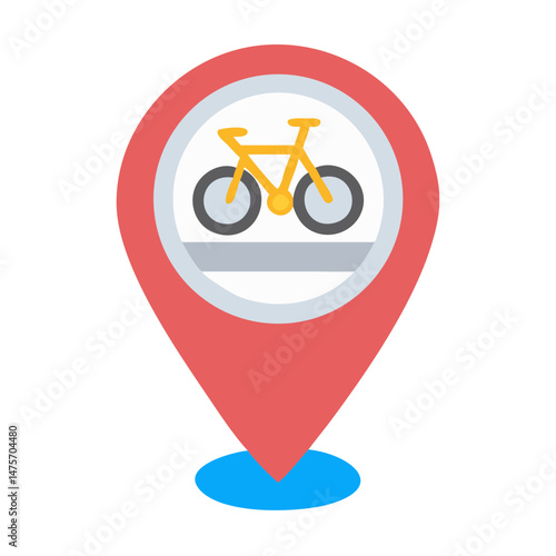 Bike route location pin for cycling navigation app design