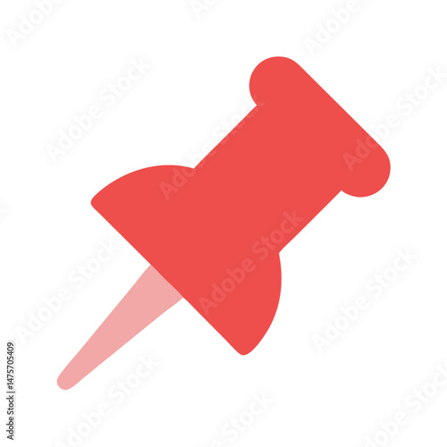 Simple flat design illustration of a red push pin