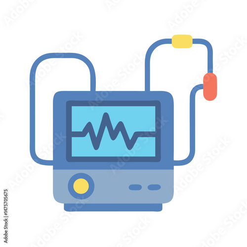 Flat vector illustration of medical vital signs monitor