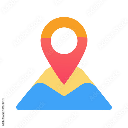 Vibrant location pin on stylized map against black backdrop
