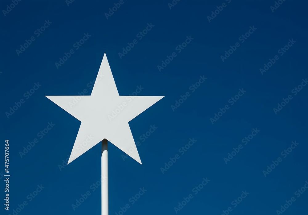 Simple White Star Against a Vivid Blue Sky A Minimalist Design Concept Simple White Star Against a Vivid Blue Sky A Minimalist Design Concept