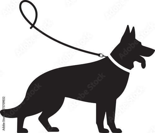 A striking black silhouette of a dog with a long tail sniffing the ground. It captures the simple, 
yet powerful, beauty of canine companionship. 