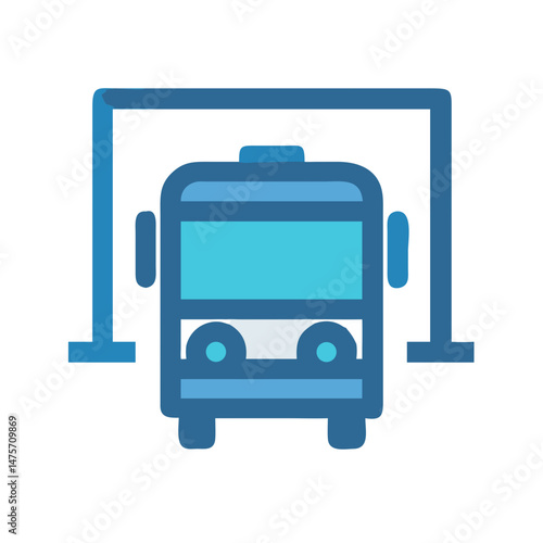 Wallpaper Mural Simple blue bus icon at bus stop graphic illustration Torontodigital.ca