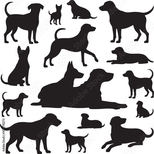 A striking black silhouette of a dog with a long tail sniffing the ground. It captures the simple, 
yet powerful, beauty of canine companionship. 