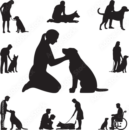 A striking black silhouette of a dog with a long tail sniffing the ground. It captures the simple, 
yet powerful, beauty of canine companionship. 