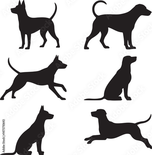 A striking black silhouette of a dog with a long tail sniffing the ground. It captures the simple, 
yet powerful, beauty of canine companionship. 