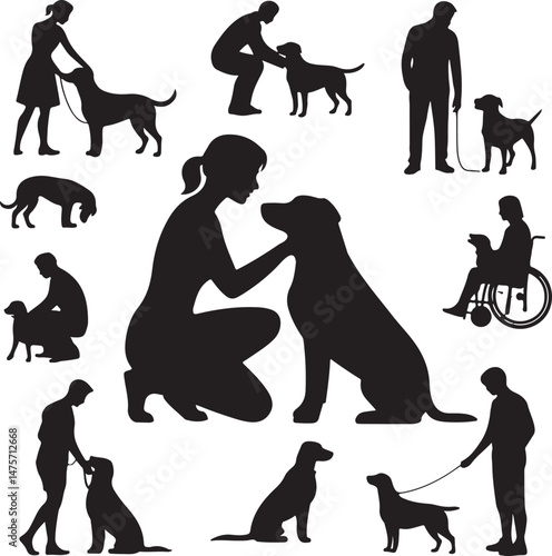 A striking black silhouette of a dog with a long tail sniffing the ground. It captures the simple, 
yet powerful, beauty of canine companionship. 