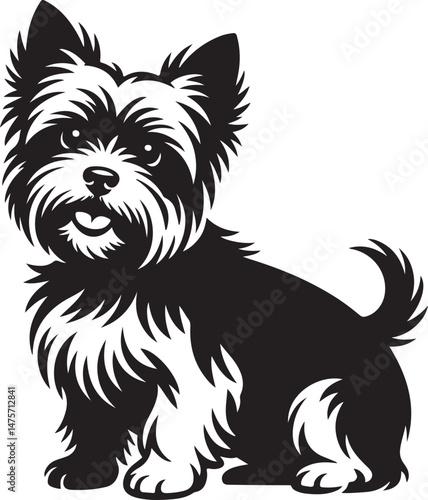 A striking black silhouette of a dog with a long tail sniffing the ground. It captures the simple, 
yet powerful, beauty of canine companionship. 