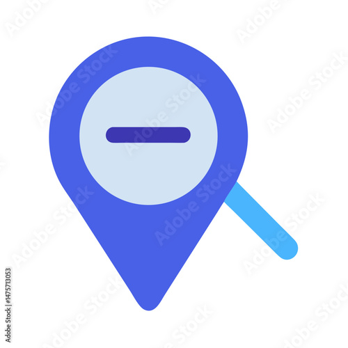 Vector location pin marker with minus sign icon symbol