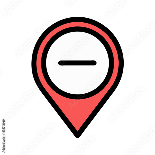 Red location pin with minus sign icon on black Free Download Red location pin with minus sign icon on black - GFXLoad