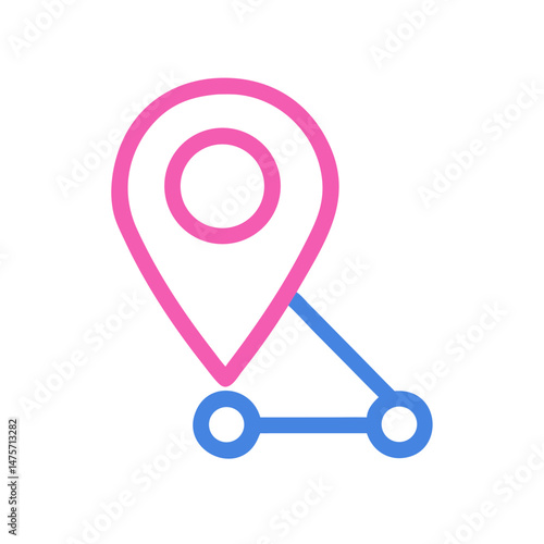 Simple route planning graphic in pink and blue colors