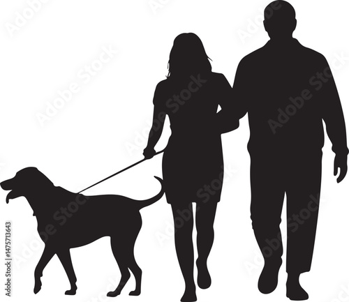 A striking black silhouette of a dog with a long tail sniffing the ground. It captures the simple, 
yet powerful, beauty of canine companionship. 