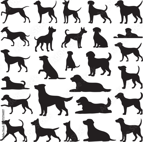 A striking black silhouette of a dog with a long tail sniffing the ground. It captures the simple, 
yet powerful, beauty of canine companionship. 