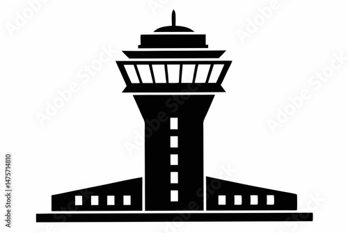 air traffic control tower silhouette vector