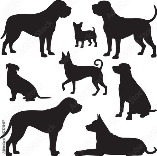 A striking black silhouette of a dog with a long tail sniffing the ground. It captures the simple, 
yet powerful, beauty of canine companionship. 