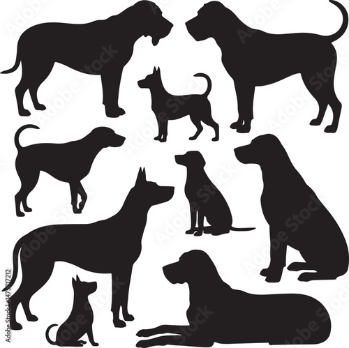 A striking black silhouette of a dog with a long tail sniffing the ground. It captures the simple, 
yet powerful, beauty of canine companionship. 