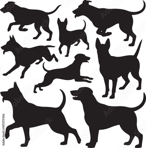 A striking black silhouette of a dog with a long tail sniffing the ground. It captures the simple, 
yet powerful, beauty of canine companionship. 
