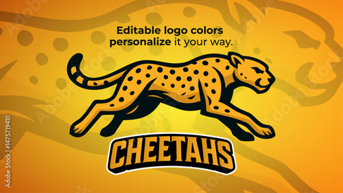 Running Cheetah Mascot Logo – Fast Wild Cat Vector Design for Sports and Esports Teams
