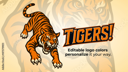 Jumping Tiger Mascot Logo – Fierce Wild Cat Vector Design for Esports and Sports Teams
