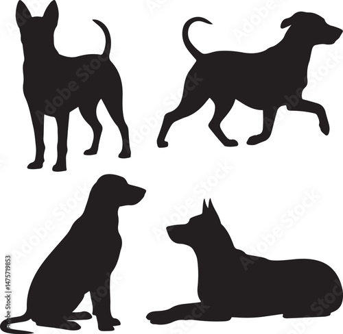 A striking black silhouette of a dog with a long tail sniffing the ground. It captures the simple, 
yet powerful, beauty of canine companionship. 