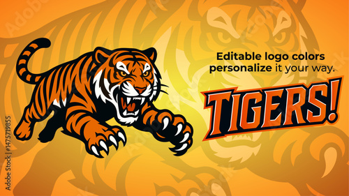 Tiger Mascot Logo with Claws Out – Fierce Wild Cat Vector for Esports and Sports Branding
