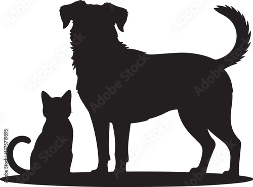 A striking black silhouette of a dog with a long tail sniffing the ground. It captures the simple, 
yet powerful, beauty of canine companionship. 
