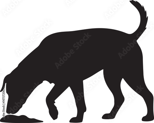 A striking black silhouette of a dog with a long tail sniffing the ground. It captures the simple, 
yet powerful, beauty of canine companionship. 