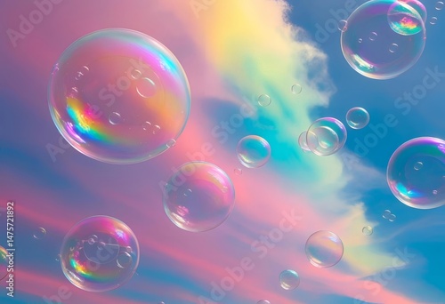 Wallpaper Mural Abstract Iridescent Bubbles with Rainbow Colors and Light Streaks Background for Whimsical and Modern Looks Torontodigital.ca