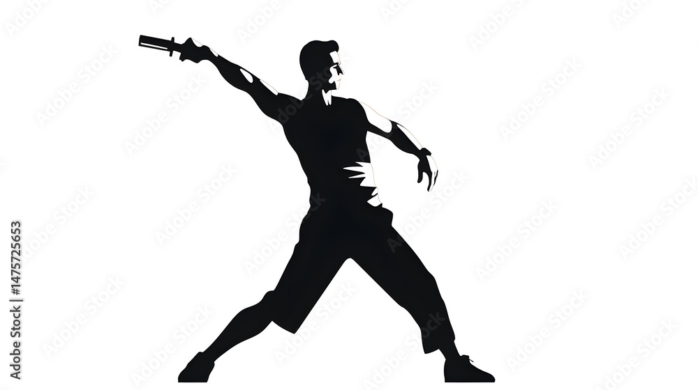 Obraz premium Professional one-arm dumbbell row exercise silhouette vector illustration for fitness and strength training