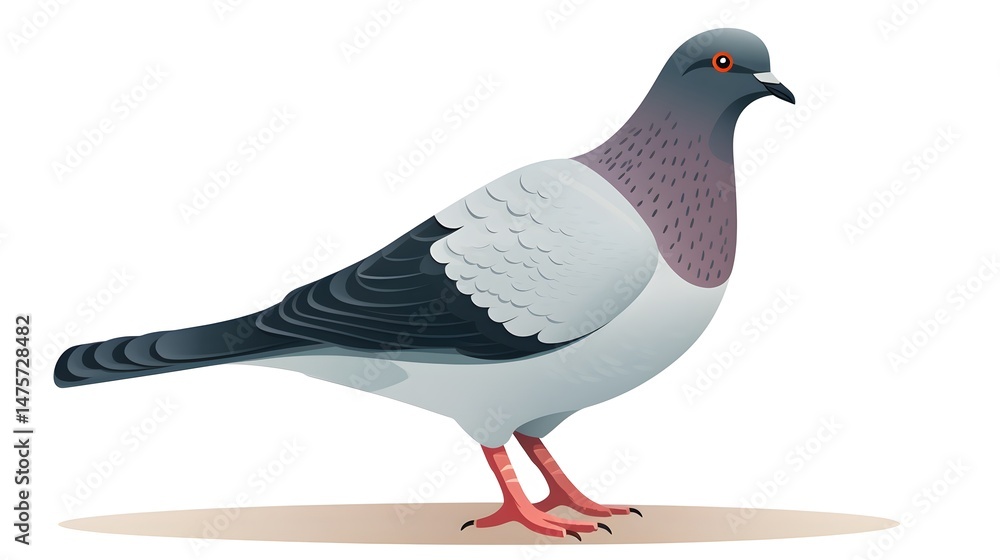 Fototapeta premium Professional Grey Dove Pigeon Isolated on White Background for Design Projects
