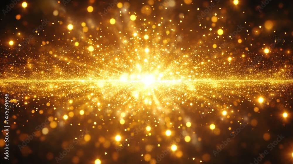 Radiant golden light particles sparkling and spreading in all directions creating a mesmerizing glowing explosion effect Radiant golden light particles sparkling and spreading in all directions creating a mesmerizing glowing explosion effect