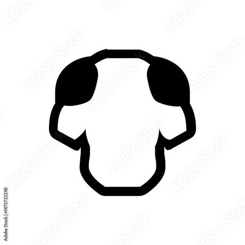 Illustration of a cartoon style football jersey with shoulder pads and short sleeves in black outline