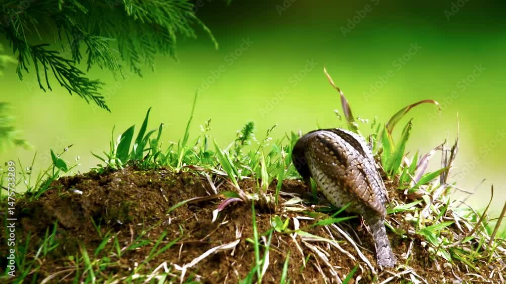 Bird Crawling Over Mossy Log Slow Nature Footage