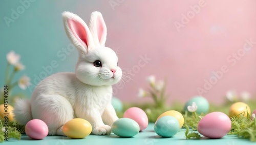 Wallpaper Mural Adorable Easter bunny decoration, perfect for spring celebrations Pastel colors, fluffy tail , spring decor, home Torontodigital.ca