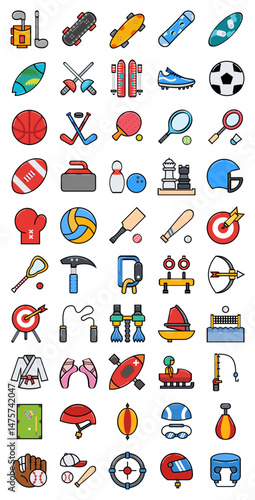 Sports icon collection in flat design style
