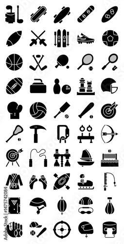 Sports icon collection in solid design style