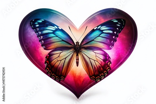 Luxurious Valentine's Heart Silhouette with Butterfly Wings - Romantic Design