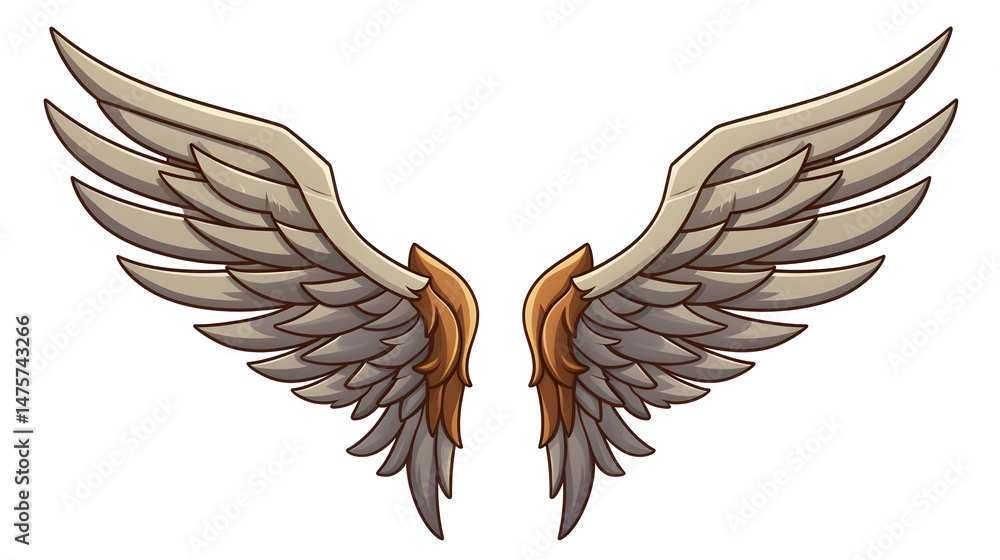 Fototapeta premium Vintage Cartoon Wing Symbol Design for Creative Projects and Illustrations