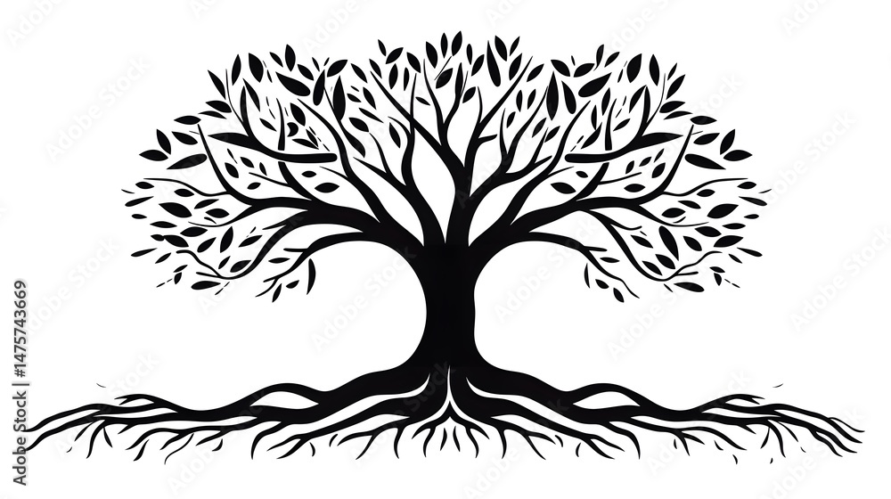 Obraz premium Root Silhouette Vector Symbol Icon Design - Professional Symbolic Tree Silhouette Concept