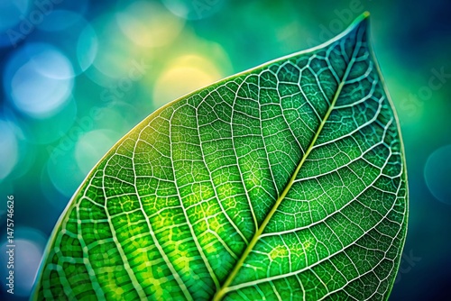 Macro Photography: Intricate Details of a Green Leaf Vein Structure
