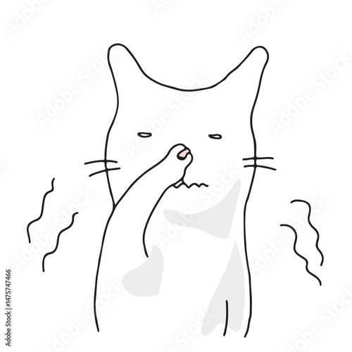 臭い臭いがして鼻をつまむ猫