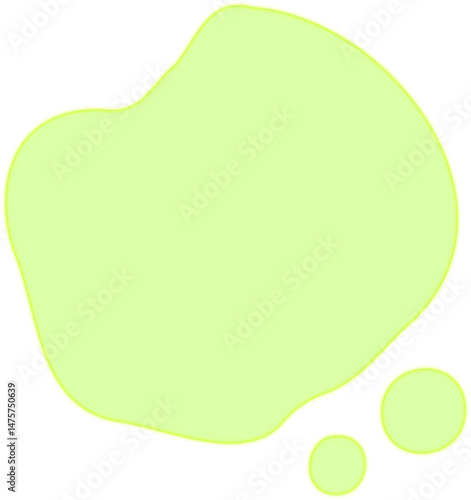 Thick and fluorescent splotch of toxic liquid forming an opaque shape with varied density.