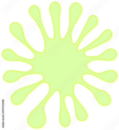 Star-shaped liquid splatter with radial lines and spiked ink extensions.