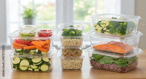 Meal Prep Containers with Healthy Food